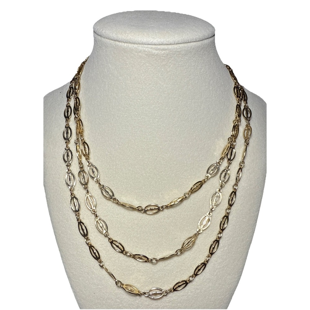 Park Lane Oval Link Chain Necklace Long‎ Length Vtg J-5O